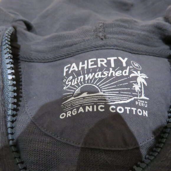FAHERTY Sunwashed Slub Cotton Zip-Up Hoodie in Gray Casual Normcore Travel M - Picture 15 of 15
